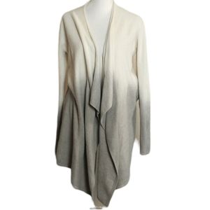 Barefoot Dreams Bamboo Chic Lite Off White Gray Ombre High Low Cardigan Size S/M